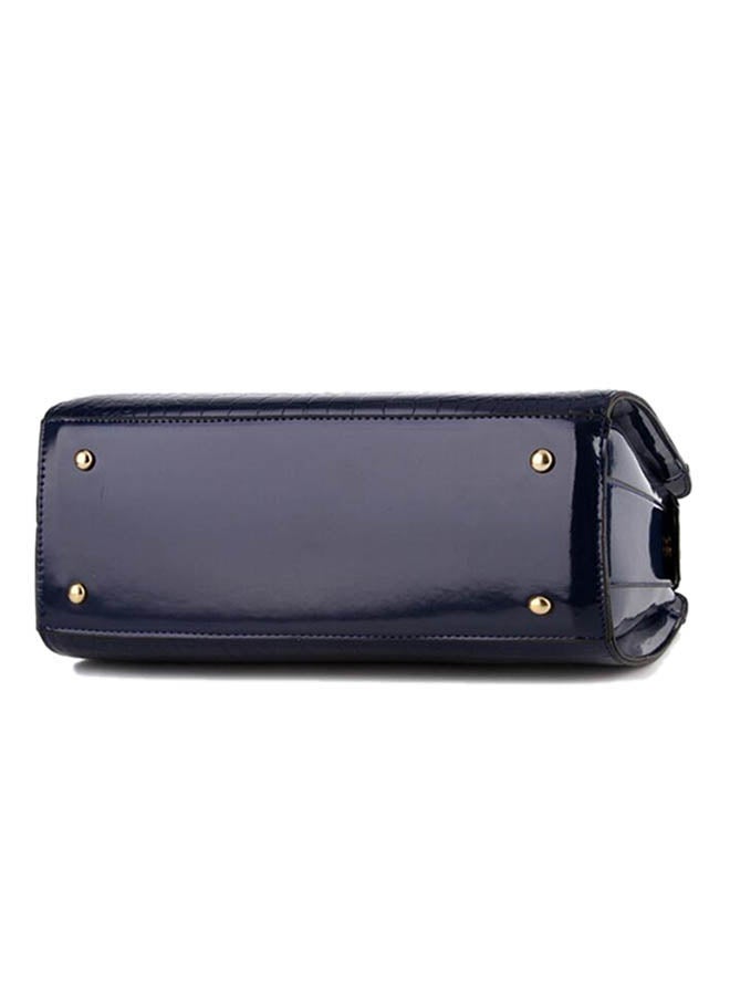 Alligator Pattern Shoulder Bag Navy - Image 3